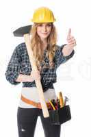 Weiblicher Handwerker mit Vorschlaghammer