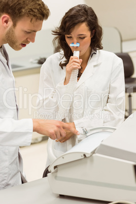 Medical students working together in the lab