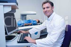 Portrait of a smiling doctor in radiography room