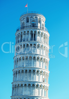 Pisa, Tuscany. Detail of Leaning Tower in Square of Miracles