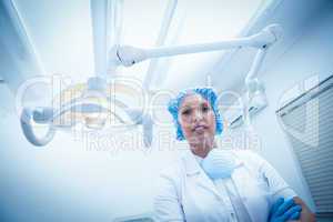 Portrait of serious female dentist