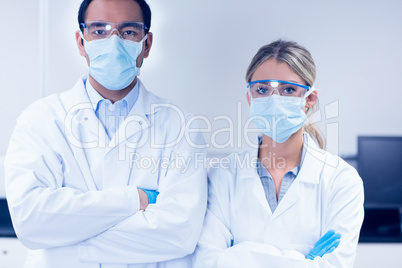 Science students wearing protective masks