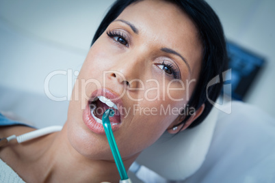 Close up of woman having her teeth