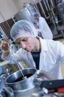 Man using brewer in the container