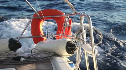 Lifebuoy on the yacht racing in the sea