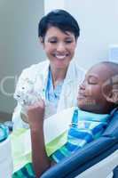 Smiling boy waiting for dental exam