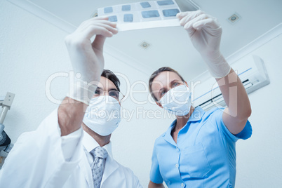 Dentists looking at x-ray