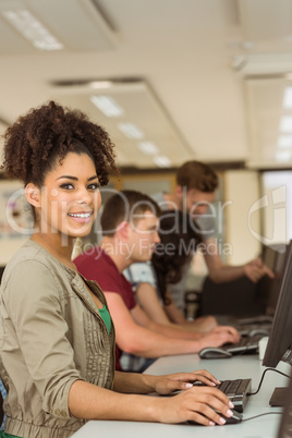 Classmates working in the computer room