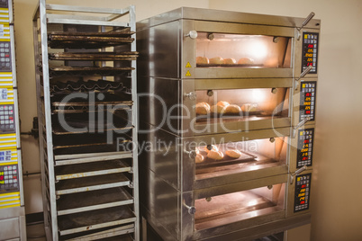 Bread rolls baking in oven