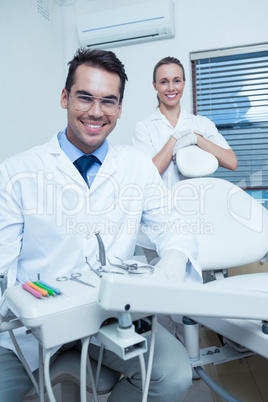 Portrait of smiling dentists