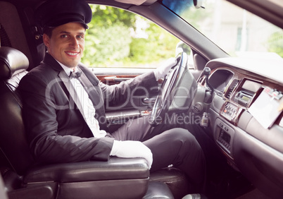 Limousine driver smiling at camera