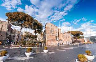 ROME - MAY 24, 2014: Tourists walk along Imperial Forums. More t
