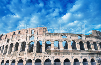 Rome, Italy. Magnificence of Colosseum on a beautiful sunny day