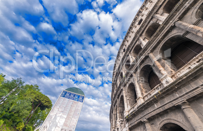 Rome, Italy. Magnificence of Colosseum on a beautiful sunny day