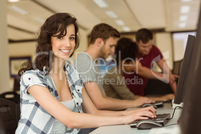 Classmates working in the computer room