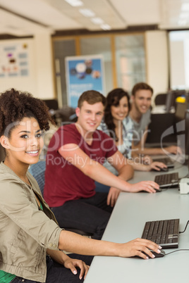 Classmates working in the computer room