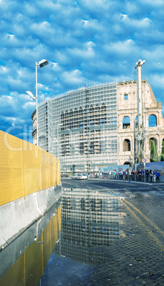 Colosseum water reflections, Rome