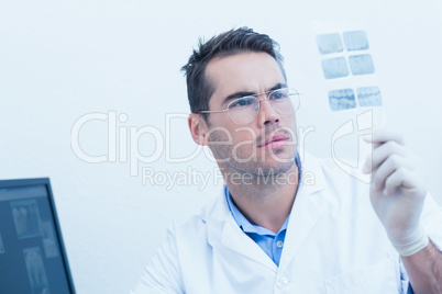 Dentist looking at x-ray