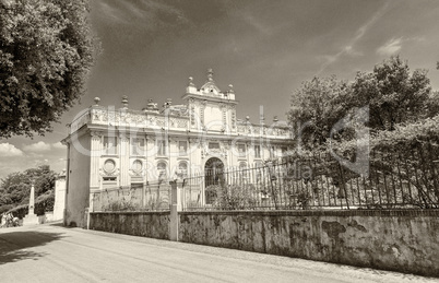 Nature and architecture in Villa Borghese city park, Rome