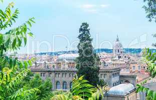 Beautiful Rome panoramic view framed by nature