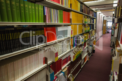 Rows of bookshelves in the library