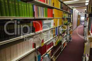 Rows of bookshelves in the library