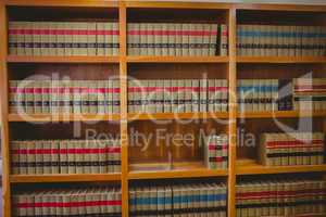 Rows of bookshelves in the library