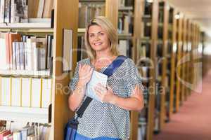 Mature student studying in the library