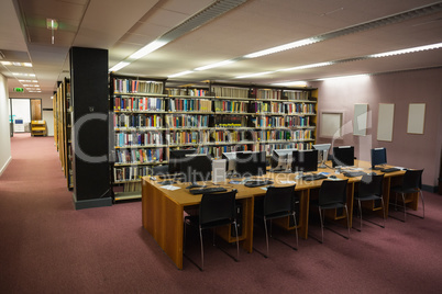 Computer desks in the library