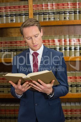 Lawyer reading in the law library