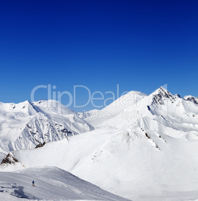 Ski slope in nice sun day