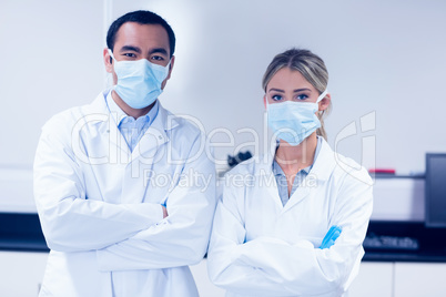 Science students wearing protective masks