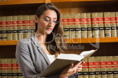 Pretty lawyer reading in the law library