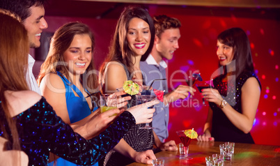 Happy friends on a night out together