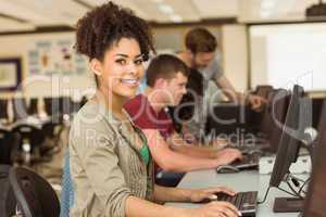 Classmates working in the computer room