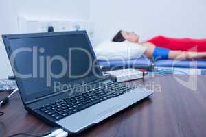 Patient lying on a medical bed