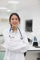 Pretty medical student smiling at camera