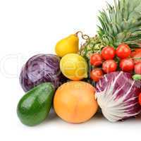 fruits and vegetables isolated on white background