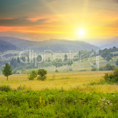 beautiful mountain landscape and sunrise