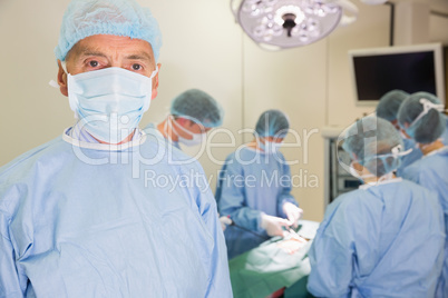 Medical professor in surgical gear