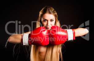 beautiful nude girl with boxing gloves