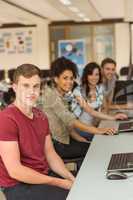 Classmates working in the computer room