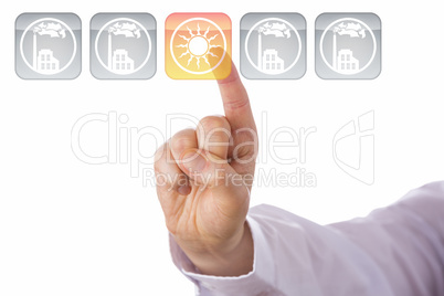 Index Finger Highlighting Yellow Solar Energy Icon
