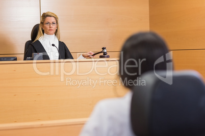 Lawyer listening to the judge