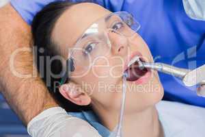 Portrait of a patient her mouth open