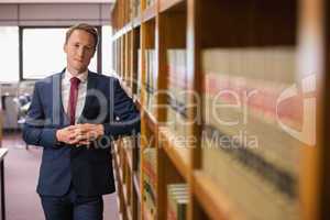 Handsome lawyer in the law library