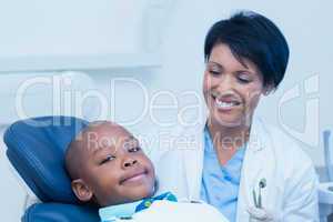 Portrait of boy waiting for dental exam