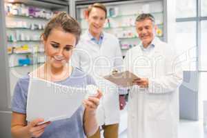 Happy customer holding her medicine