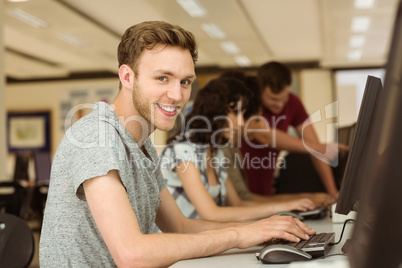 Classmates working in the computer room