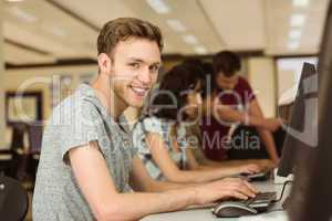 Classmates working in the computer room